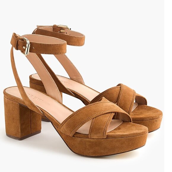 J.Crew Criss-cross Suede Platform Heels - Picture 1 of 12